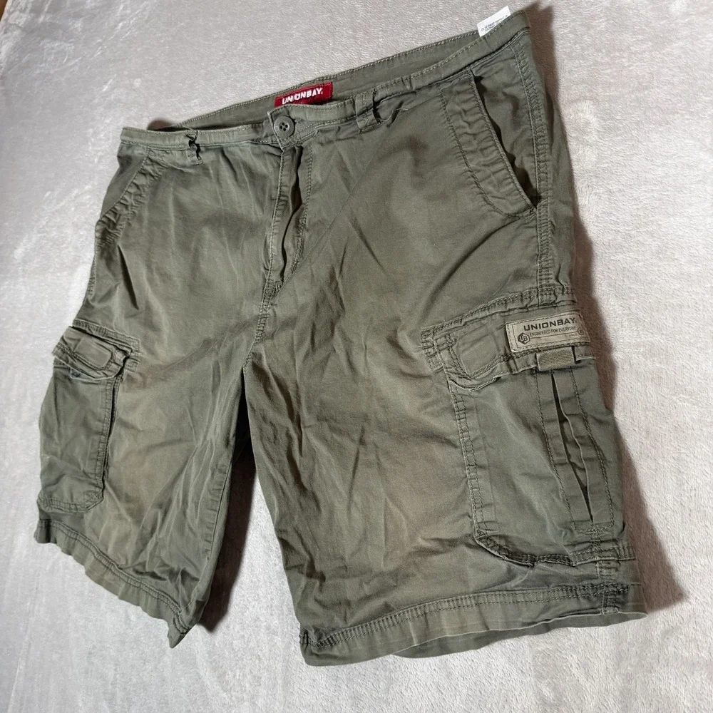 Unionbay Cargo Shorts Mens Size 38 Grey Stretch Cotton Casual Utility Pockets